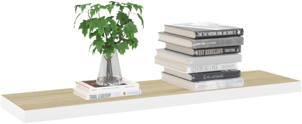 Floating Wall Shelves 2 pcs,Floating Wall Shelves,Floating Shelf Wall Shelves for Bedroom,Living Room, Office Oak and White 35.4
