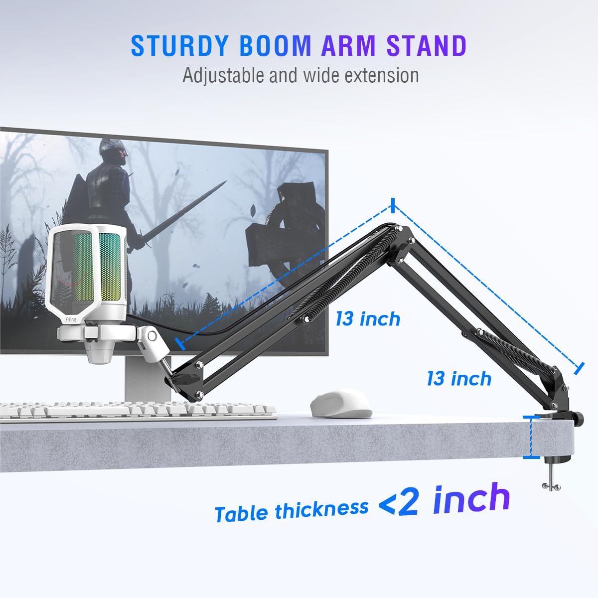 FIFINE USB Gaming Microphone Kit Bundle, RGB Streaming PC Mic for Podcast, Video, Online Chat, Discord, YouTube with Quick Mute, Input Gain Knob, Compatible with PS4 PS5 (A6T+A6TW)