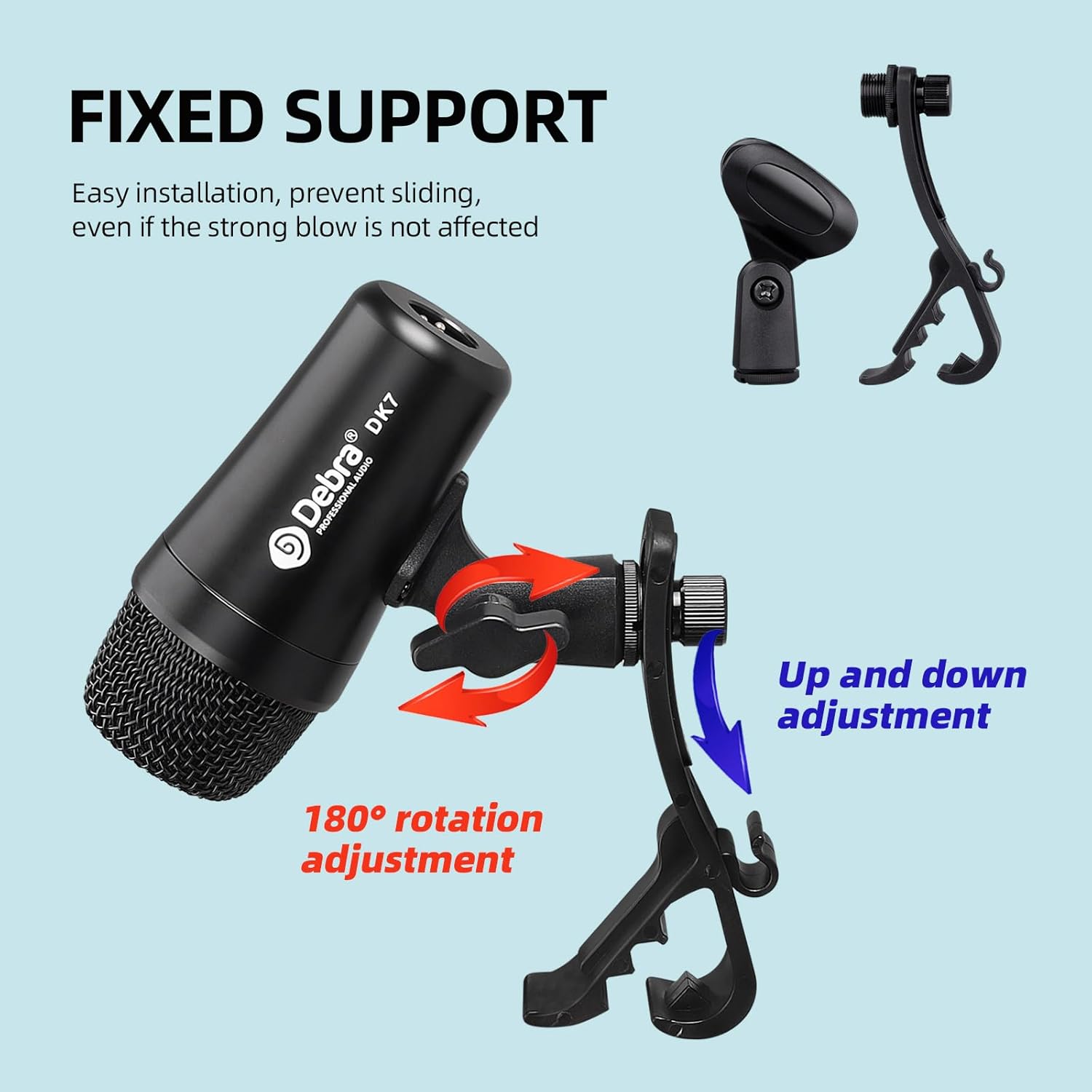 D Debra DK7 Pro 7-Piece Wired Drum Microphone Kit for Performing and Recording Drummers, Includes Mics, Mic Clip with Options for Kick Drums, Snare, Rack/Floor Toms, Congas and Cymbals