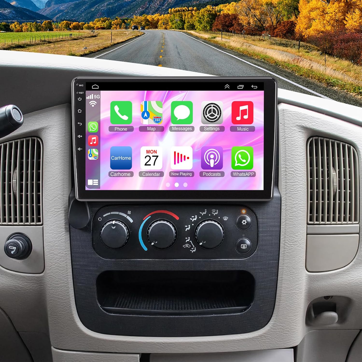 [4G+64G] Car Radio for Dodge RAM(2002-2006), Jeep Wrangler (2003-2006),Jeep Grand Cherokee (1999-2004), Chrysler 300(2002-2004), Support Wireless Carplay&Android Auto, 9 inch IPS Touchscreen