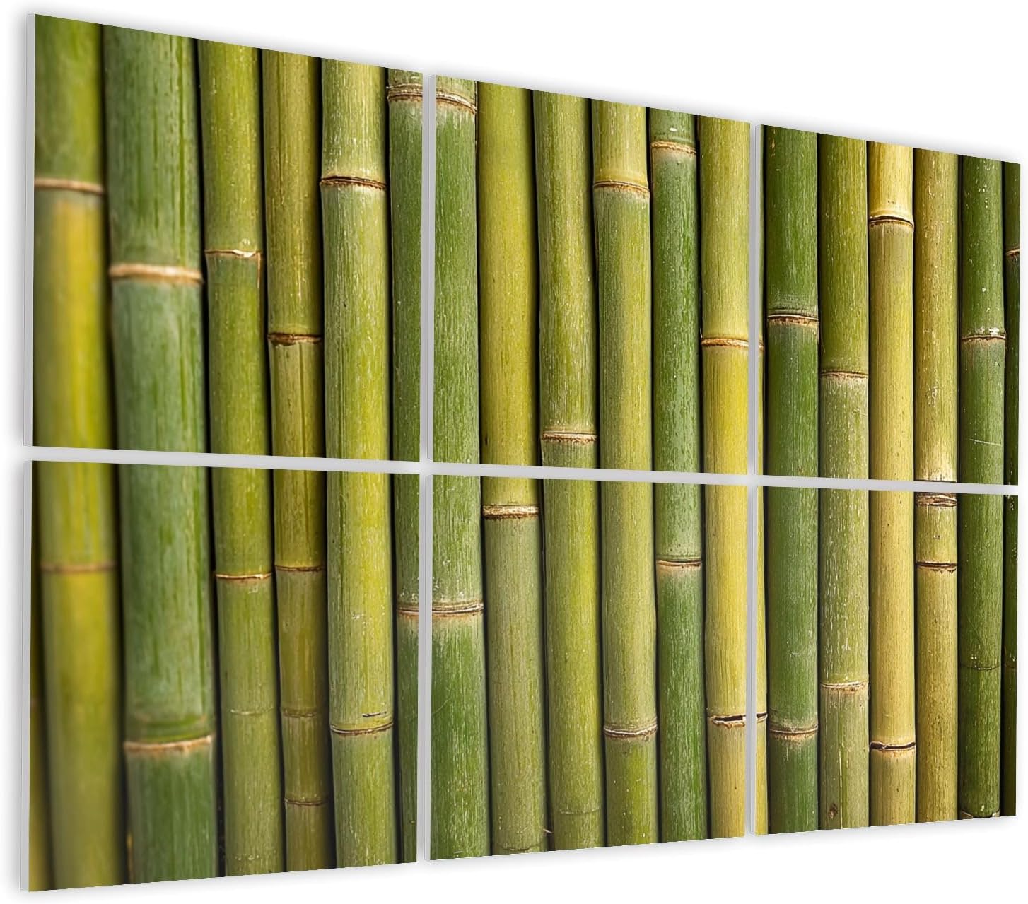 6 Pack Art Acoustic Panels Self Adhesive Old Scratched Green Yellow Bamboo Fence Decorative Soundproof Wall Panels Sound Absorbing Panel 48