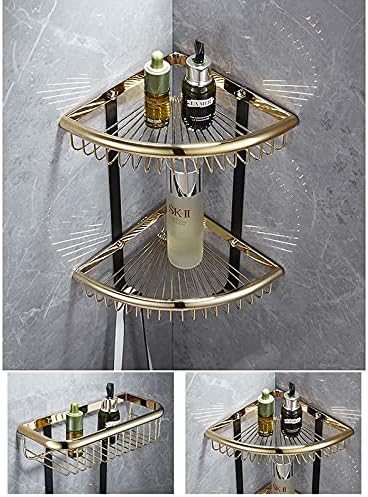 Shower Shelves Bathroom Corner Shelf, Brass Bathroom Storage Organizer, Shampoo Bathroom Holder Bathing Accessories (Color : Corner b n g)