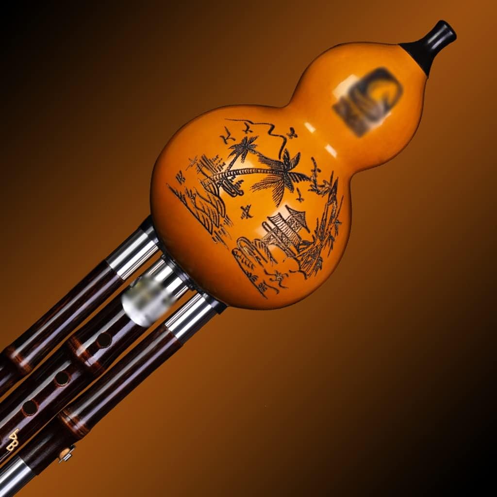 Flutes Musical Instruments Hulusi Musical Instrument Performance Type Beginner Cucurbit Wind Instrument with Chinese Knot and Box Music Playing The (Color : Brown, Size : B Flat)