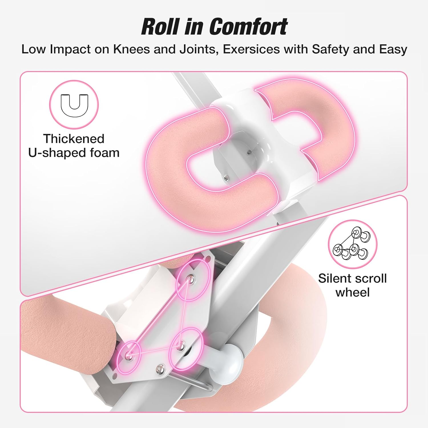 WARMOUNTS Ab Machine, Adjustable Ab Trainer, Foldable Core & Ab Workout Equipment with Knee Protection Function for Home Gym Fitness, Abdominal Trainer Machine for Women & Men