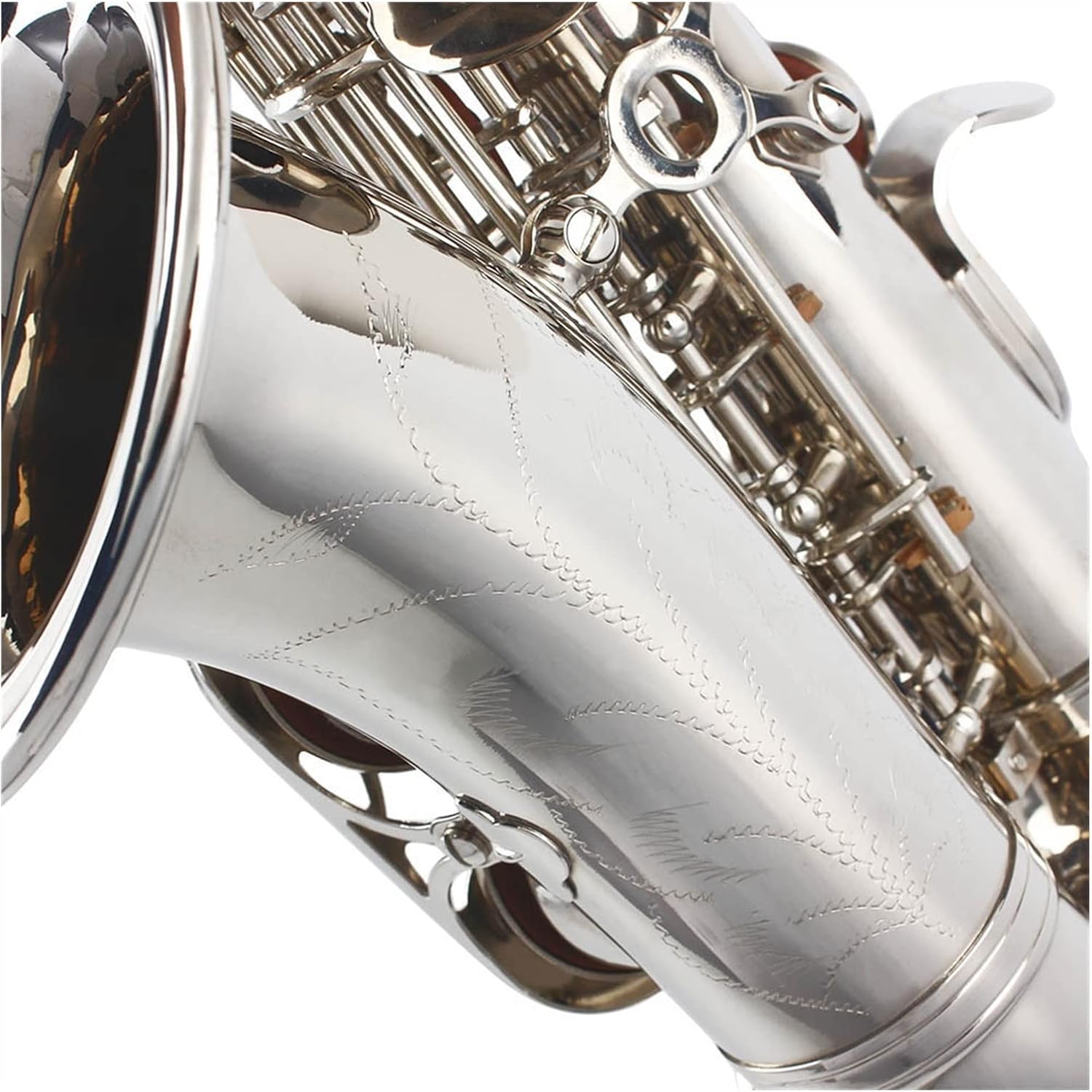 Bb Saxophone Silver Plated Brass Woodwind Instrument B Flat with Case Beginner Saxophone