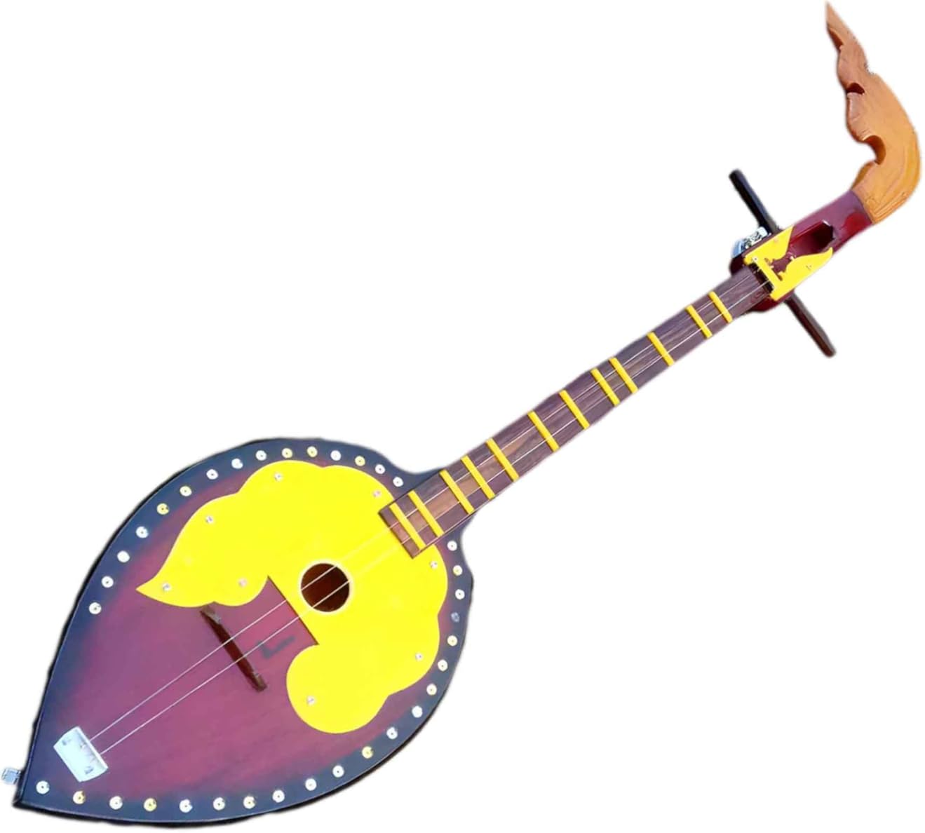 Ancient Isarn Acoustic Phin 2 Strings, Thai Lao Guitar Musical Instrument, Traditional Thai Classical Musical Pin130