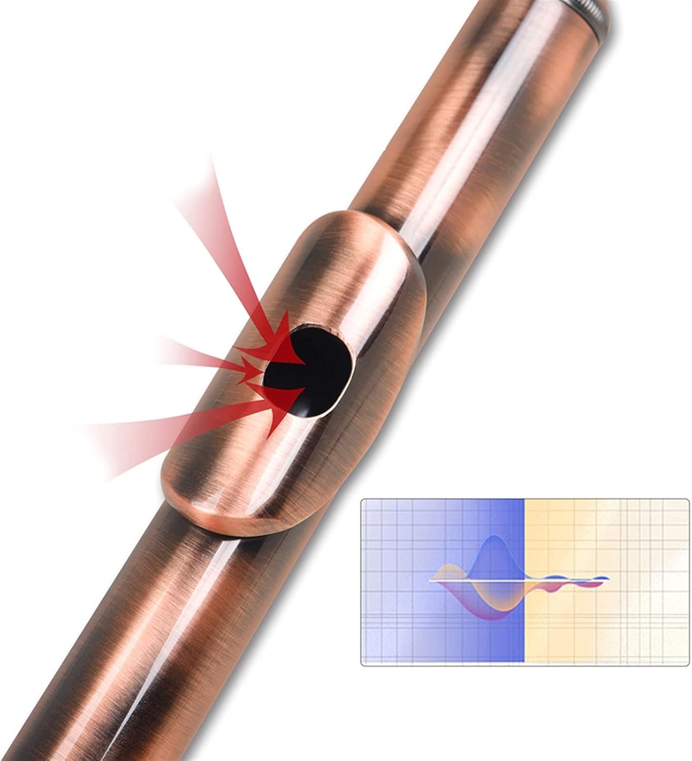 TSTS Flutes Musical Instrument 16 Closed Holes Flute C Key Professional Transverse Flute with Box Cleaning Cloth Stick Gloves Woodwind Instrument (Color : Copper)