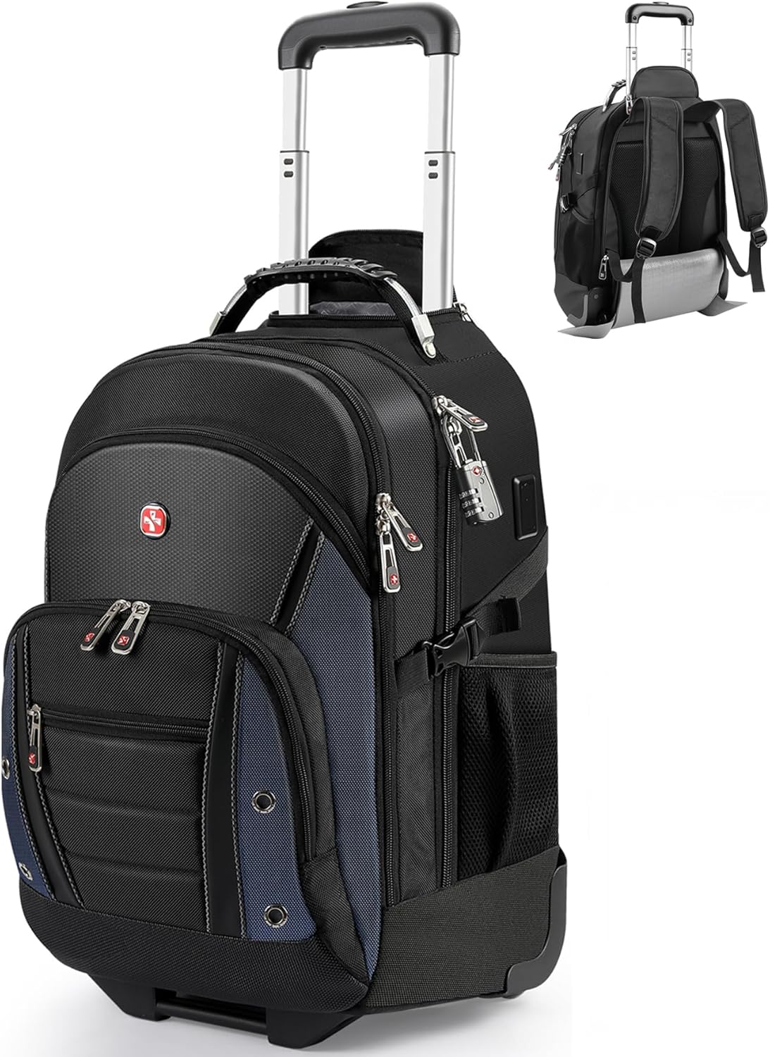 star cloud Rolling Backpack with Wheels, USB & Type-C Charging Port, 21x14x9 Water Resistant Wheeled Backpack, 17.3