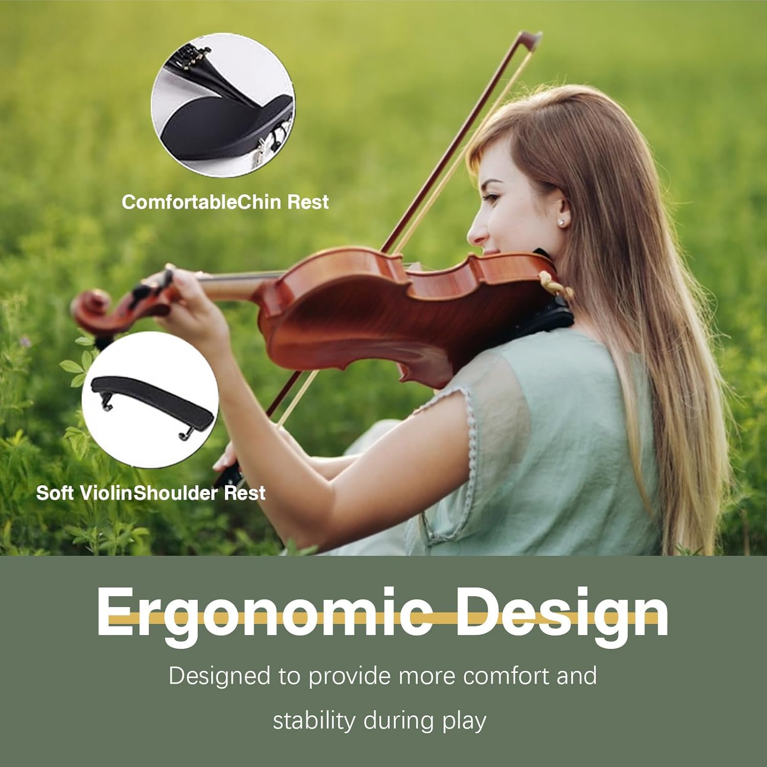 Violin for Beginners, Acoustic Full Size 4/4 Violin Fiddle Starter Kit, Stringed Musical Instrument w/Case, 2 Violin Bows, 2 Bridges, Strings, Rosin, Cleaning Cloth