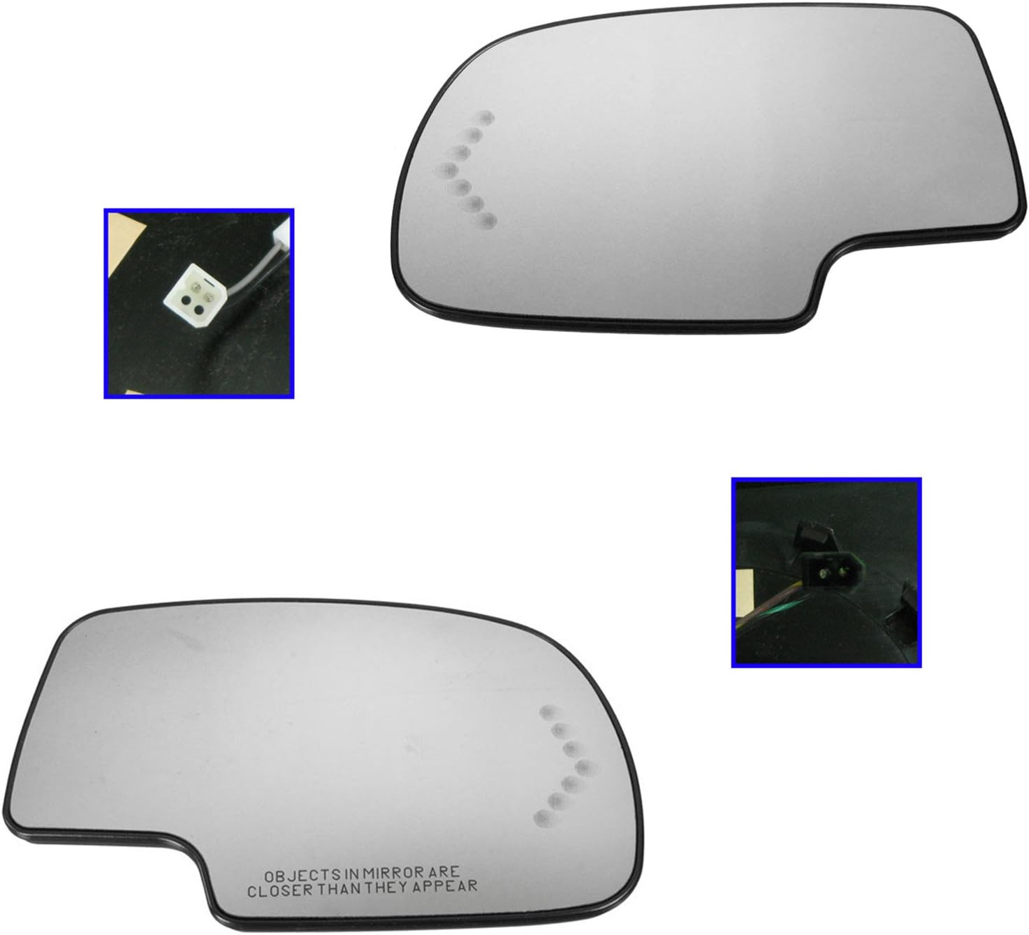 TRQ 2 Piece Driver and Passenger Side Mirror Glass Set Heated Compatible with 2003-2006 Cadillac Escalade ESV EXT Chevrolet Avalanche 1500 2500 Silverado GMC Sierra 1500 2500 3500 GM1324102 GM1325102
