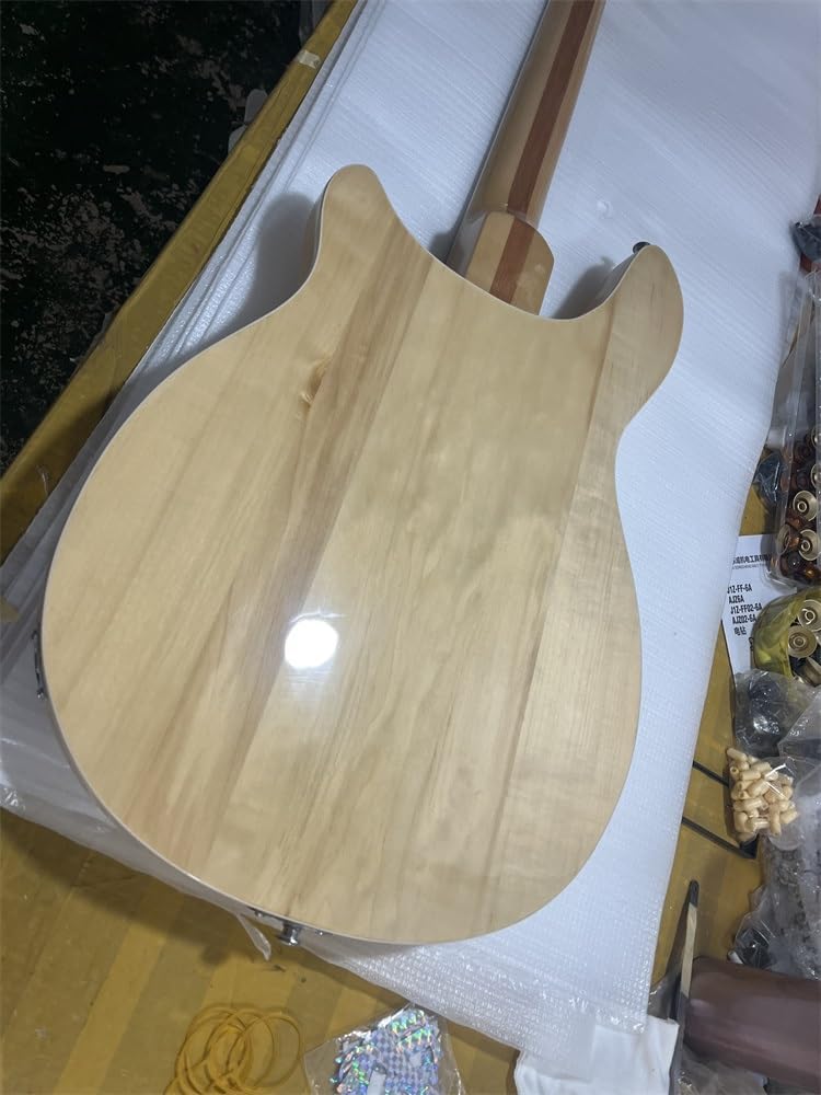 Custom Bass Guitar 4 String Rosewood Fingerboard Maple Neck White Pickguard Natural Gloss Finish