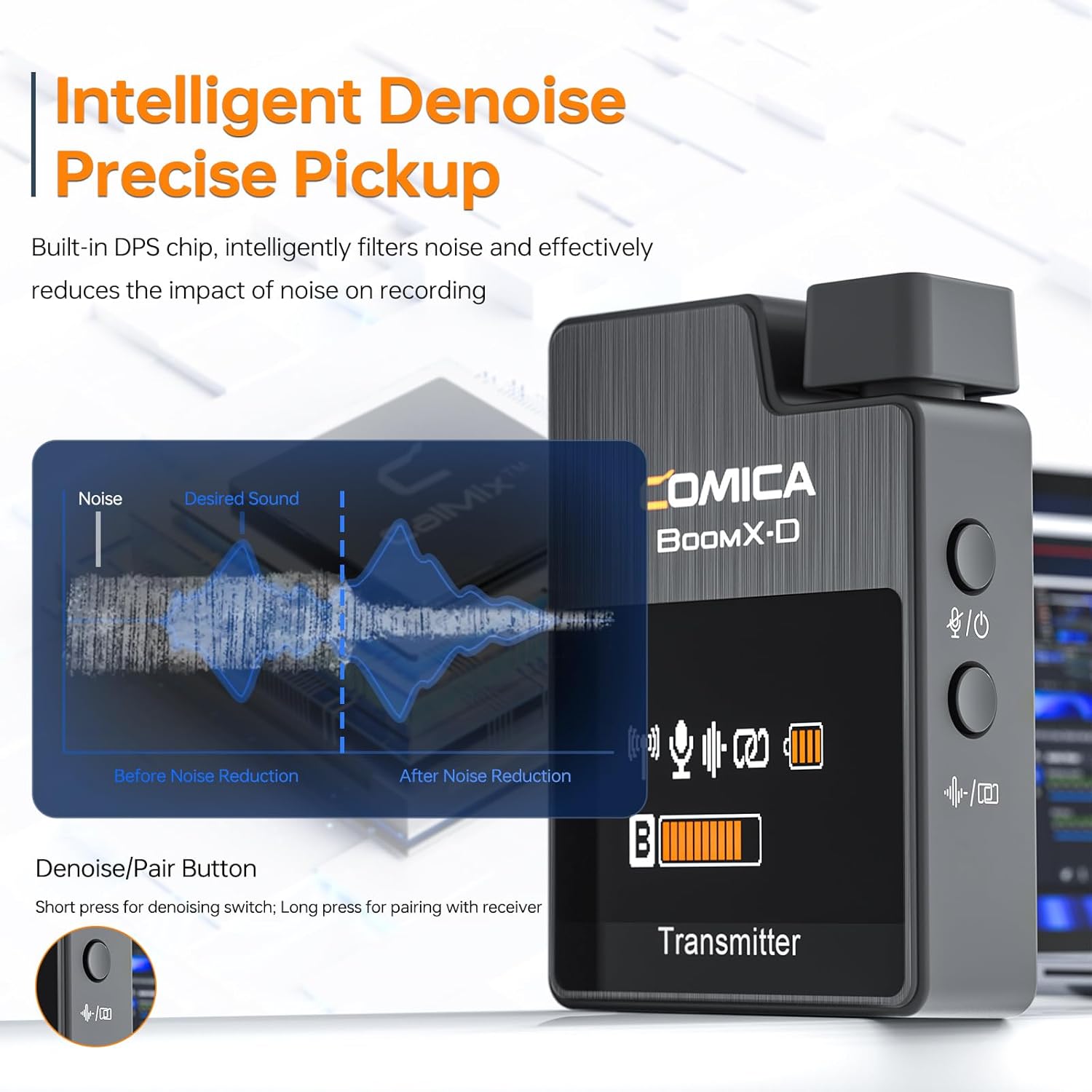 COMICA BoomX-D2 Wireless Lavalier Microphone for iPhone, Android Camera, Dual Lapel Mic System with 2 Transmitters, 656ft Stable Range, Noise Cancelling, Ideal for Vlog, YouTube, Content Creators