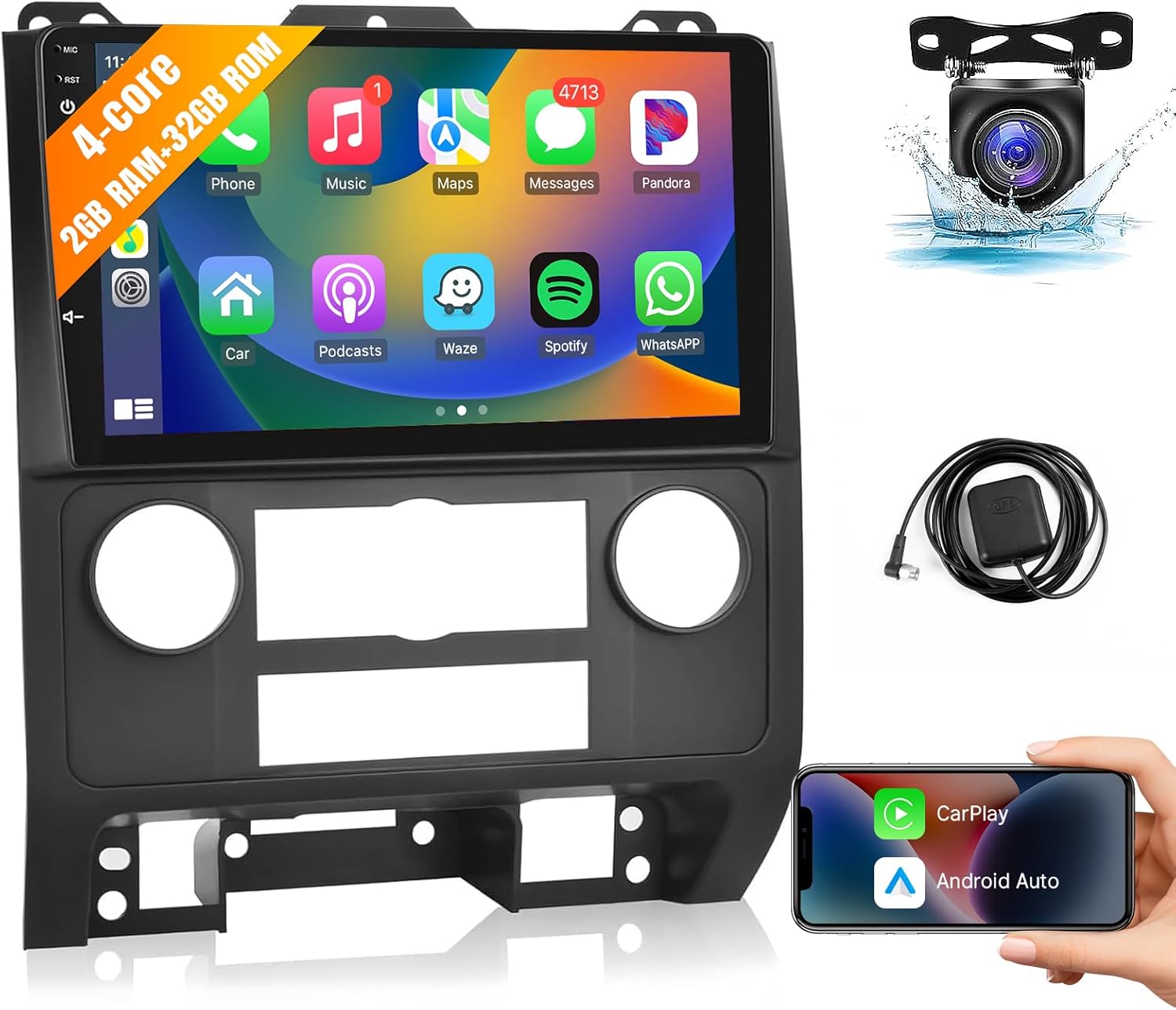 Leadfan Android 11 Car Stereo for Ford Escape Kuga Mazda Tribute 2007-2012 Radio Wireless Apple CarPlay Android Auto, 9