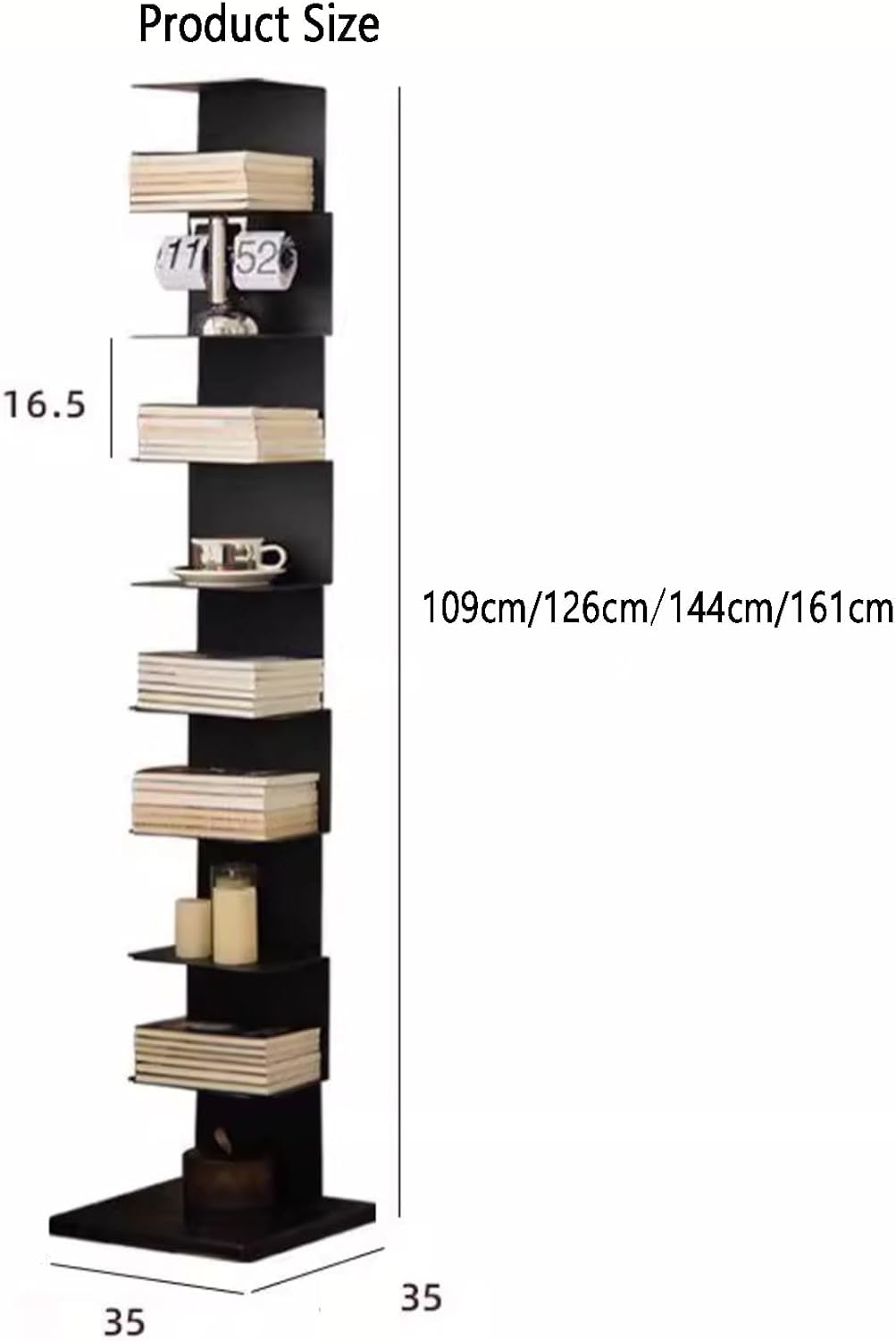 Industrial Bookshelf,6/7/8/9 Layer Corner Bookcase,Storage Display Rack, Multi-Layer Storage Rack,inch Tall Corner Shelf, Suitable for Small Space, Office(White,6tier) (Black 7tier)