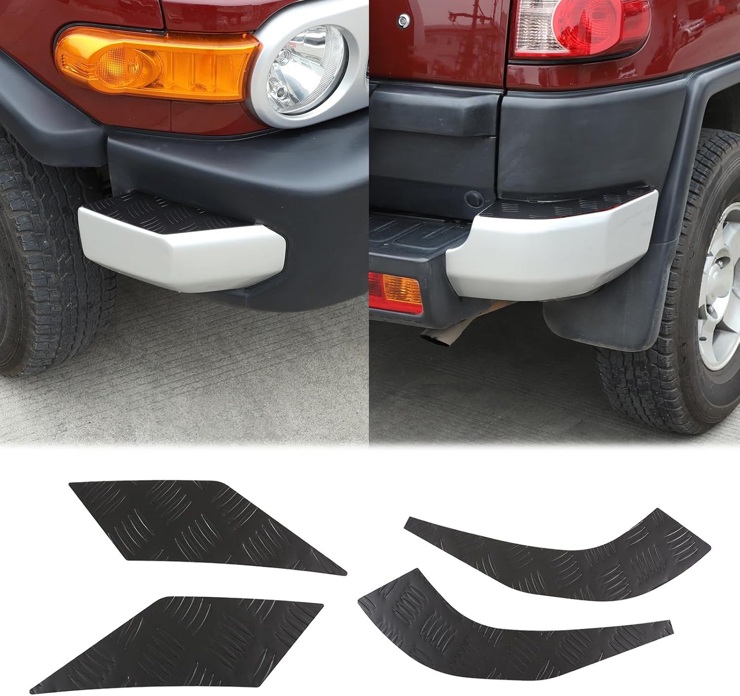 Car Front Rear Bumper Side Guard Trim Cover Fit Toyot@ FJ Cruiser 2007-2021 Car Front Rear Bumper Protect Pad Corner Guard Strips Front Bumper Fender Guard Car Body Anti-Collision Strip Accessories