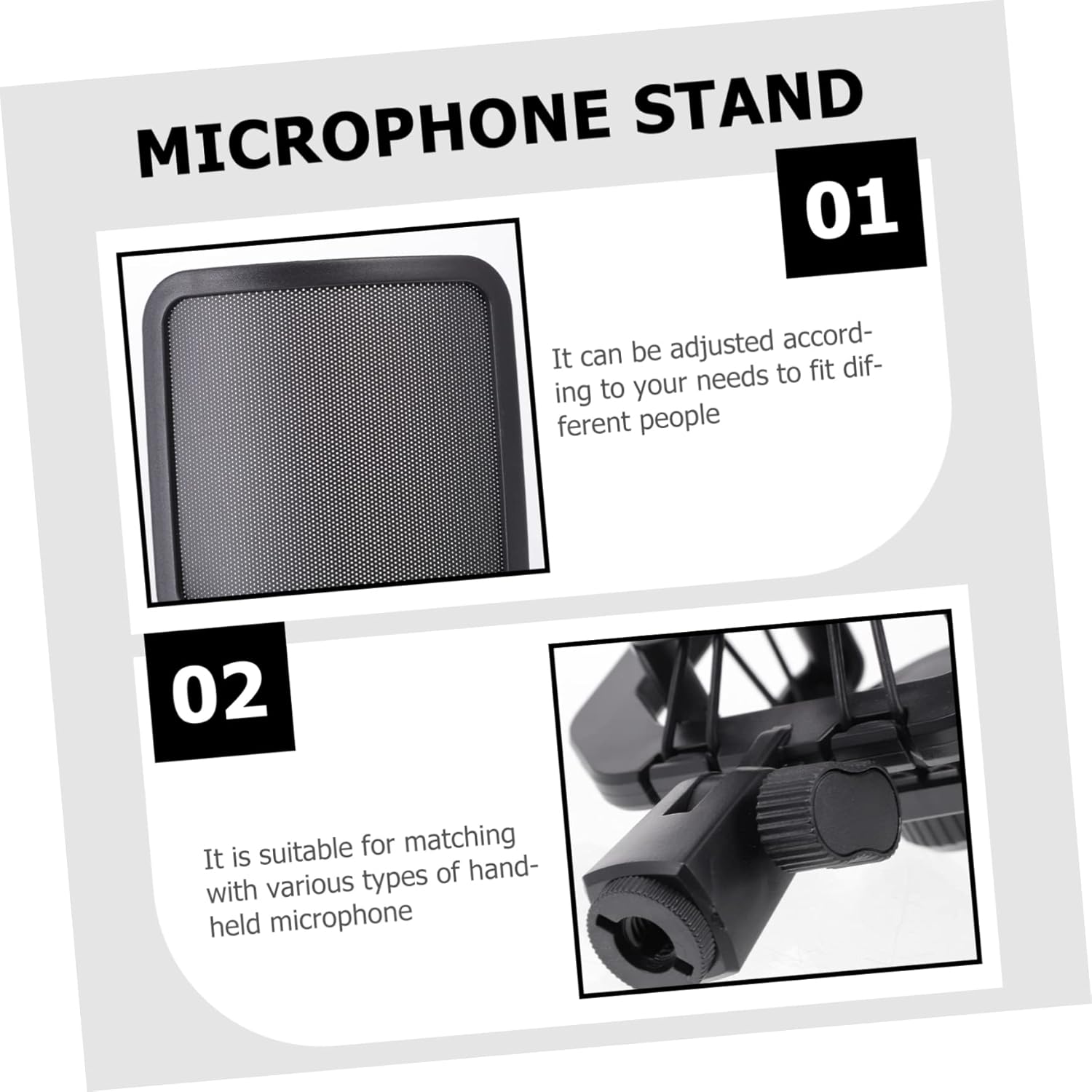 1pc Studio for Gaming Screen Mic Stable Support Condenser Quakeproof Laptop Streaming Portable Stand Desk Clip Desktop Abs Black with Base Rack Broadcast Universal Adjustable Stands