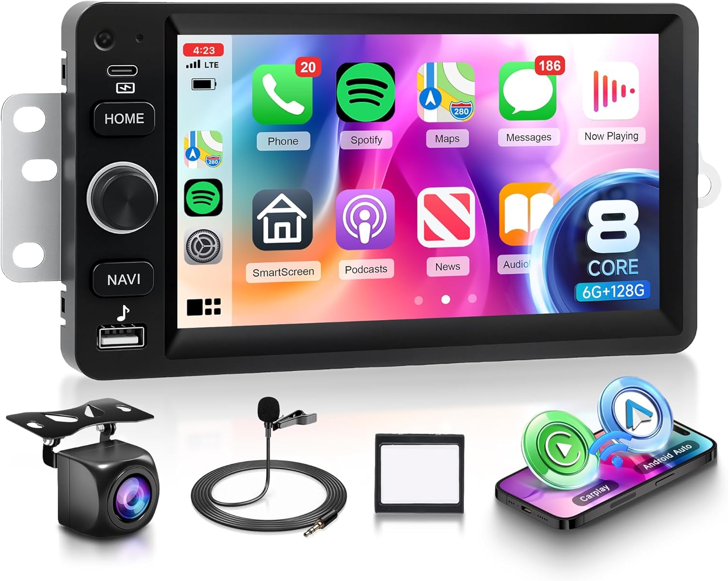 8 Core 6G+128G Android Car Stereo for Chevrolet Chevy Silverado Impala Tahoe GMC Sierra Yukon Hummer H2 with Wireless CarPlay Android Auto, 7” Car Radio GPS WiFi SWC BT Backup Camera