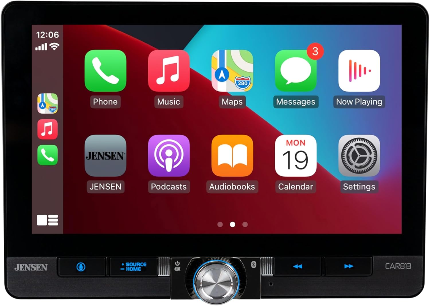 Jensen CAR813 8-inch Certified Apple CarPlay Android Auto Wired or Wireless | Single DIN & Double DIN Touchscreen Car Stereo Radio | Bluetooth | Front & Rear Camera Inputs | USB Playback & Charge