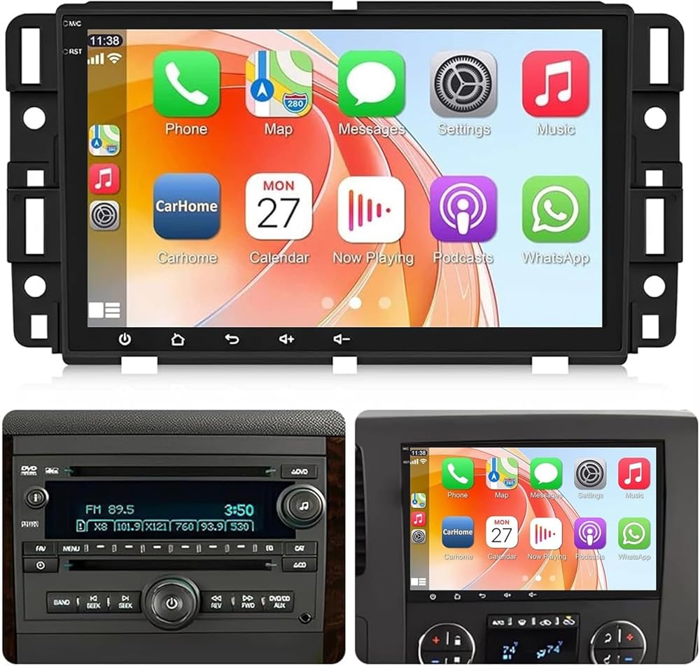 Car Radio Stereo for Chevrolet Chevy Silverado Impala GMC Sierra Acadia Enclave Yukon 2007-2012 8Inch Android 13 with Carplay & Android Auto in-Dash Navigation Radio with BT FM Radio