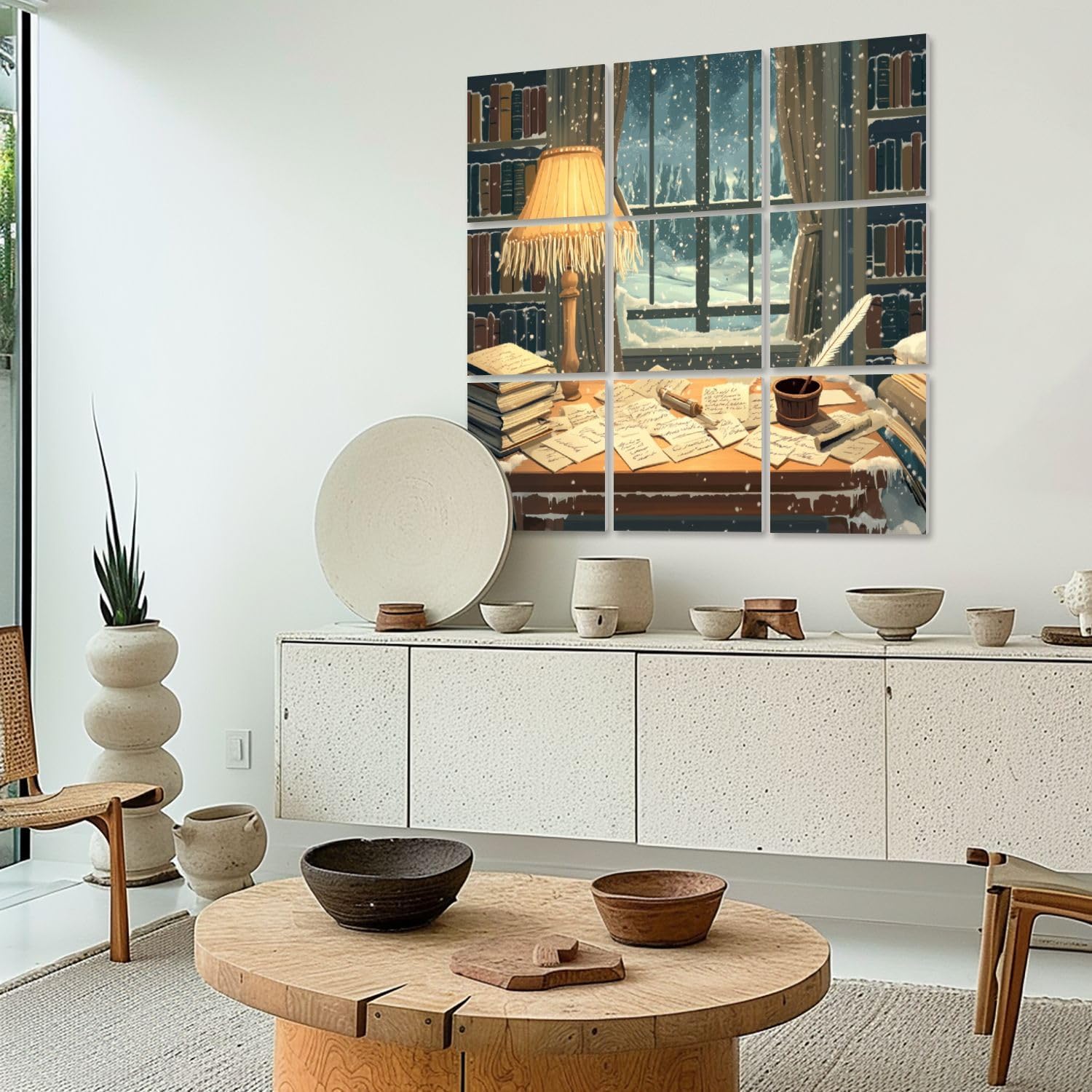 Art Acoustic Panels Self Adhesive Cozy Desk Old Letters Fringed Lamp Shade 9 Packs Decorative Soundproof Wall Panels Large Sound Absorbing Panels for Home Office 60