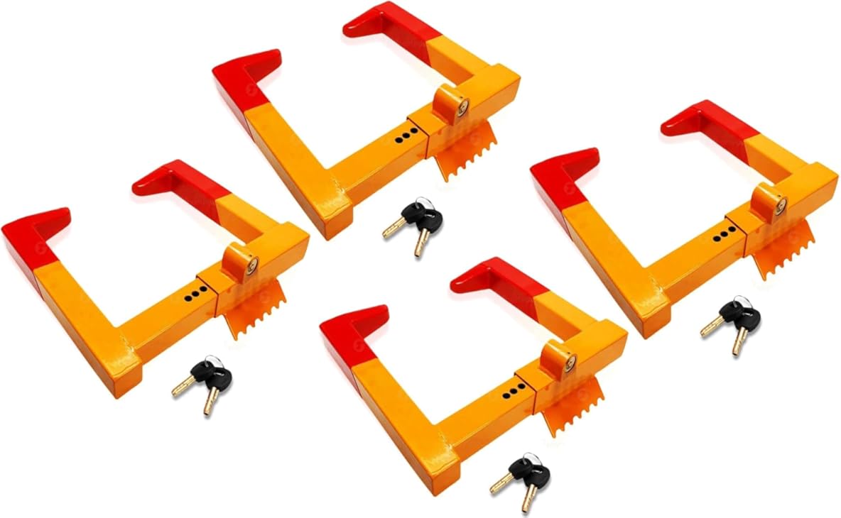ZONETECH Security Tire Lock Clamp Boot Tire Claw - Premium Quality Heavy Duty Anti- Theft Protective Vehicle Wheel Lock (4 Pack Yellow)