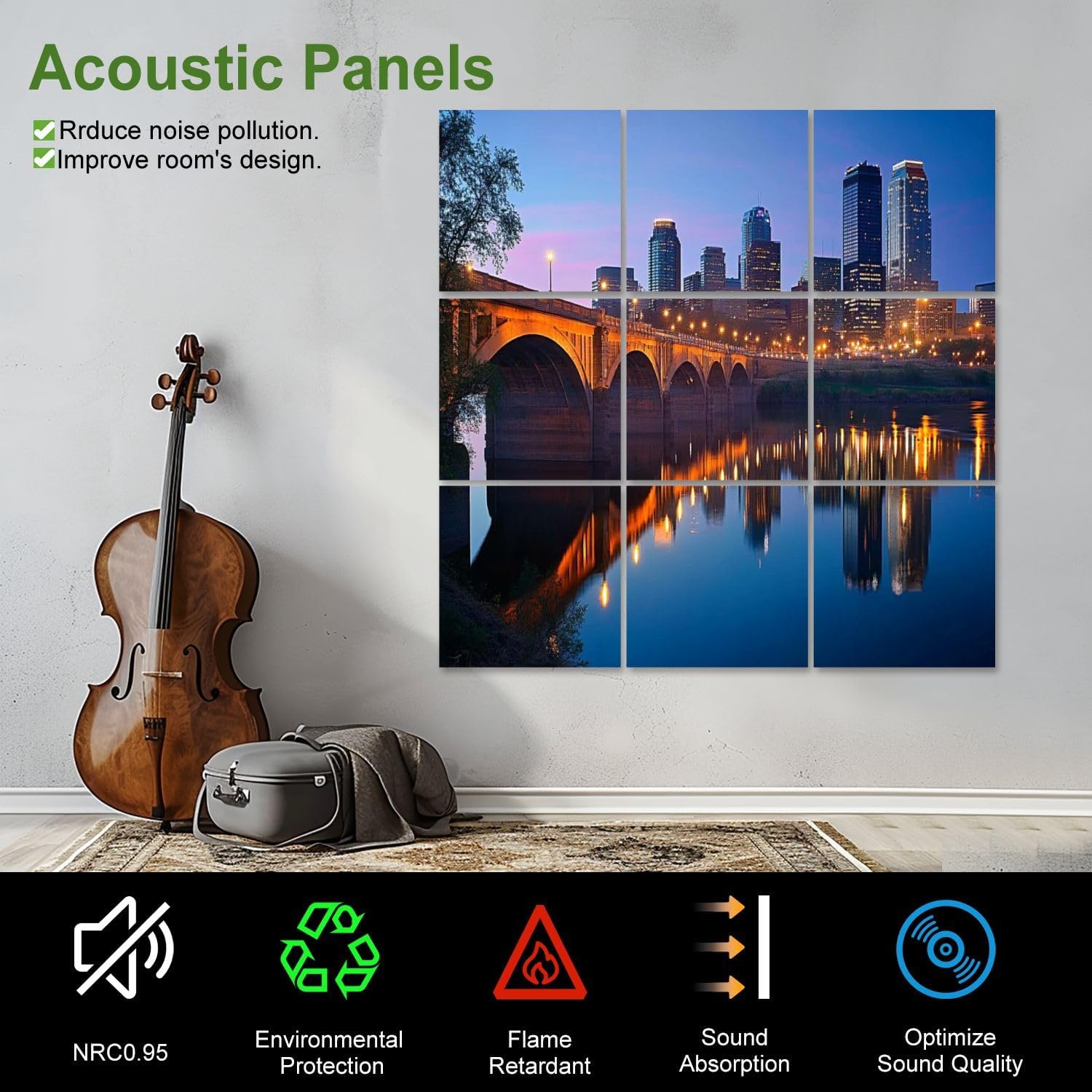 Art Acoustic Panels Self Adhesive Minneapolis photo 9 Packs Decorative Soundproof Wall Panels Large Sound Absorbing Panels for Home Office 60