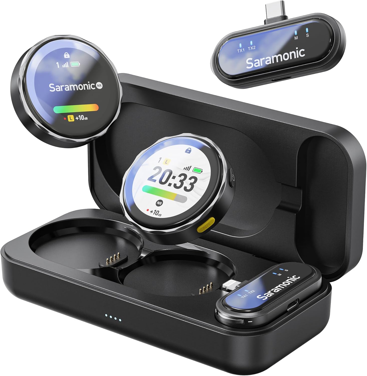 Saramonic BlinkMe U2 Wireless Lavalier Microphone for Android Type C Smartphone iPhone 15 Noise Cancellation, 8h Battery, 328ft Transmission, Wireless Lapel Mic for Live Streaming Video Recording