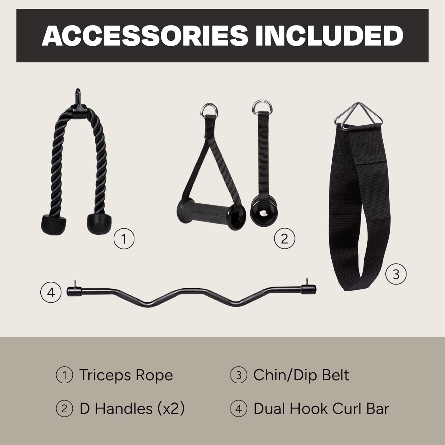 Inspire Fitness FTX Functional Trainer and Fitness Essentials Kit - Compact at Home Workout Machine with Accessories - Space Saving Design - Home Gym Cable Machine