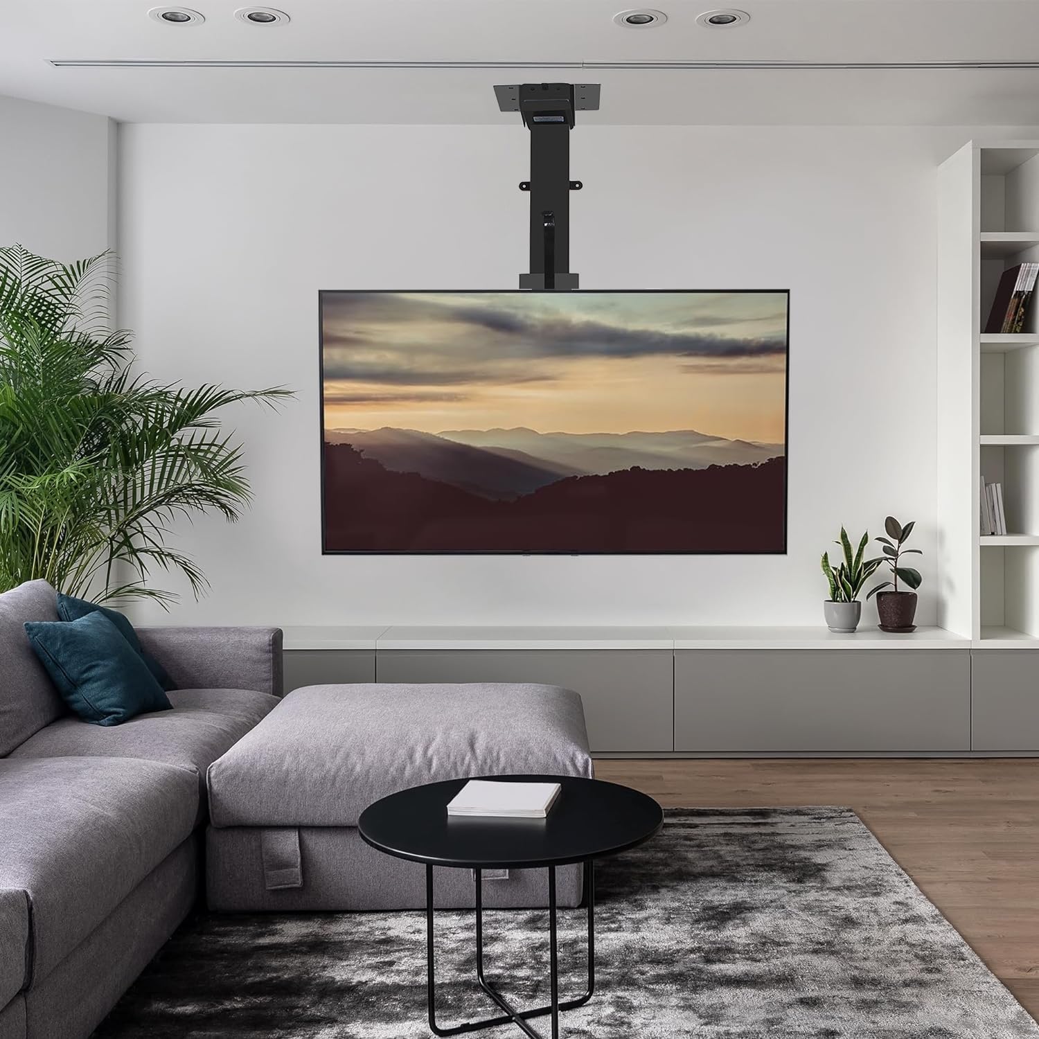 TV Monitor Wall Mount,TV Wall Mount,Adjustable Ceiling TV Mount Bracket, with Remote Control Motorized TV Mount, Fits 32-70 Inch Motorized TV Stand, 360° Manual Rotation TV Lift, Motorized Ceiling TV