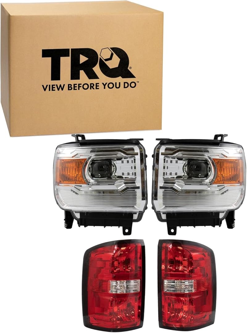 TRQ Lighting Kit Driver & Passenger Side Compatible with 2014-2015 GMC Sierra 1500 2015-2018 Sierra 2500 HD Sierra 3500 HD GM2502394 GM2503394 GM2800262 GM2801262