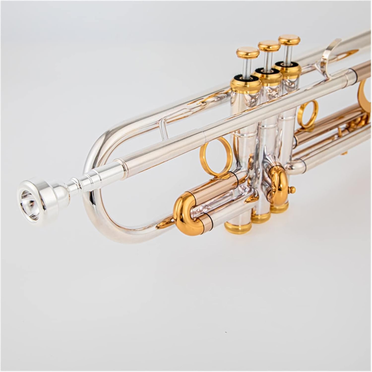 TSTS New Bb Trumpet Instruments Surface Golden Silver Plated Brass Bb Trompeta Professional Musical Instrument Professional Trumpet