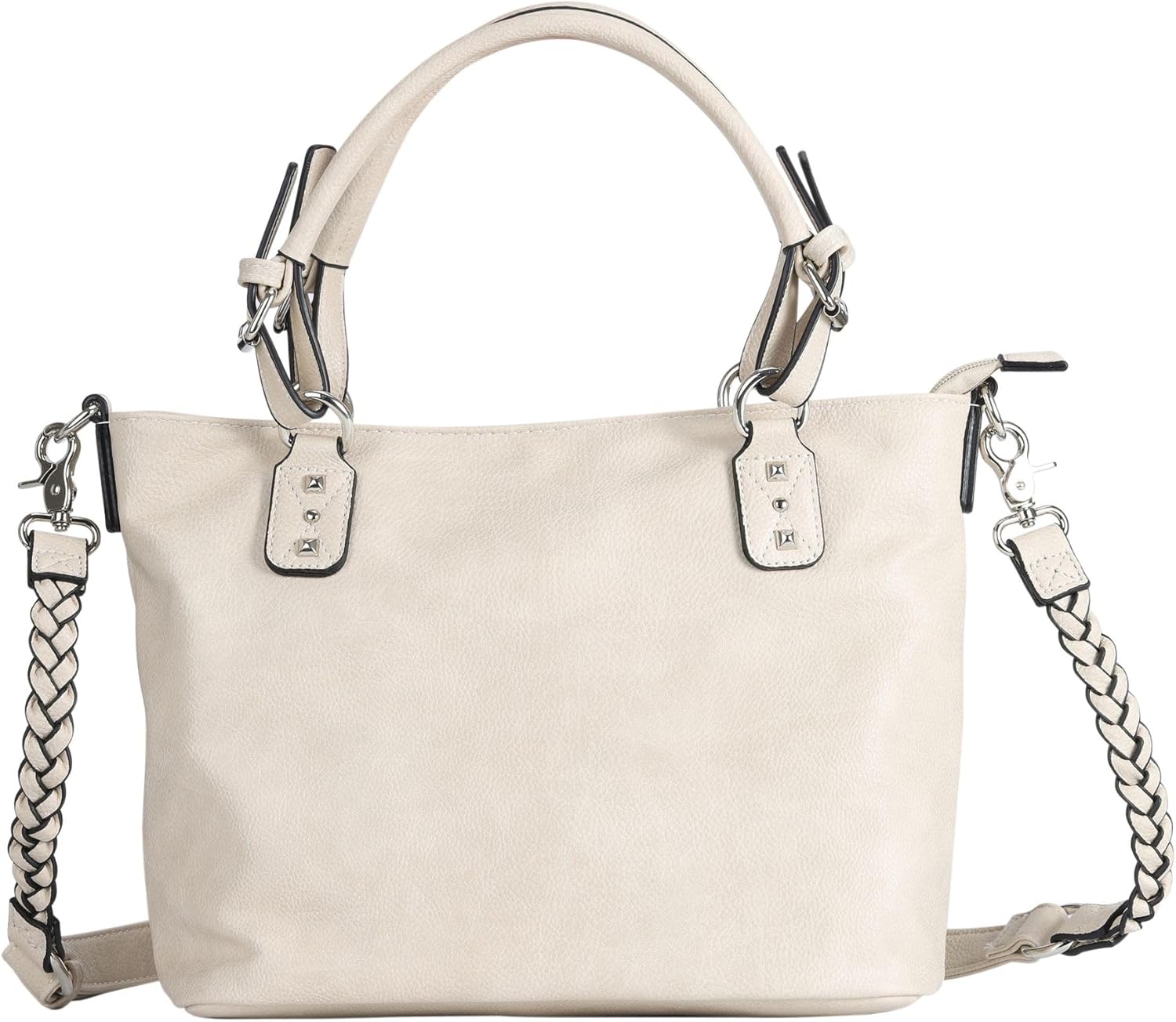 Lady Conceal Concealed Ella Carry Purse for Women – Locking Zippers, Braided Strap, Holster Included, Faux Leather Tote | Locking Zippers, Braided Strap, Holster Included