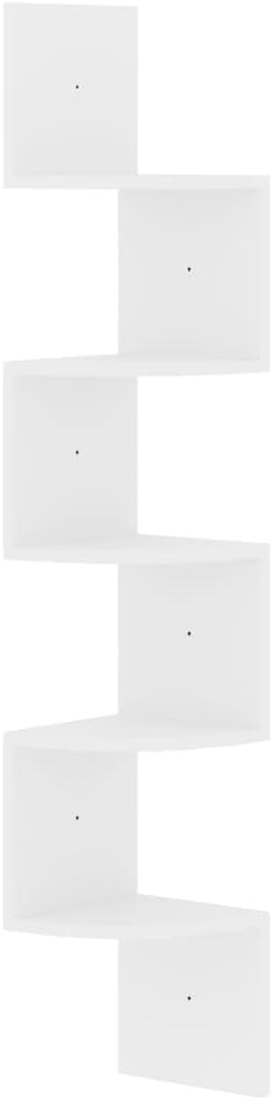 Wall Mount Floating Corner Shelf, 5-Tier Radial Wall Shelves, Easy to Install Tiered Wall Storage Organizer for Bedrooms, Bathrooms, Kitchen, Offices and Living Rooms - High Gloss White