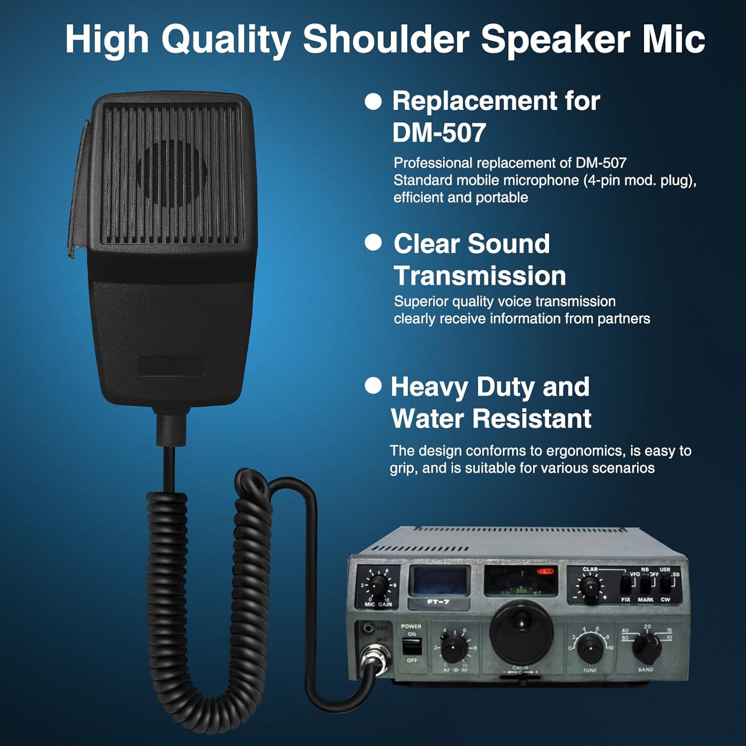 5 Pack 4-Pin CB Microphone with Heavy Duty Coiled Cord,Noise Canceling Dynamic CB Radio Mic Compatible with Cobra,for Uniden,for Workman,for Midland,for Galaxy