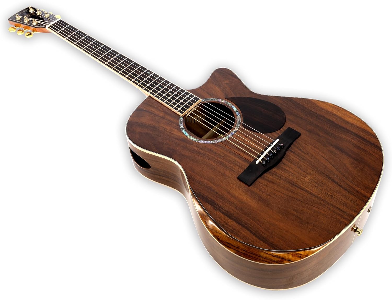 TARIO 41'' Electric Acoustic Antique Guitar Solid Acacia Top Acacia Back and Sides Mahogany Neck