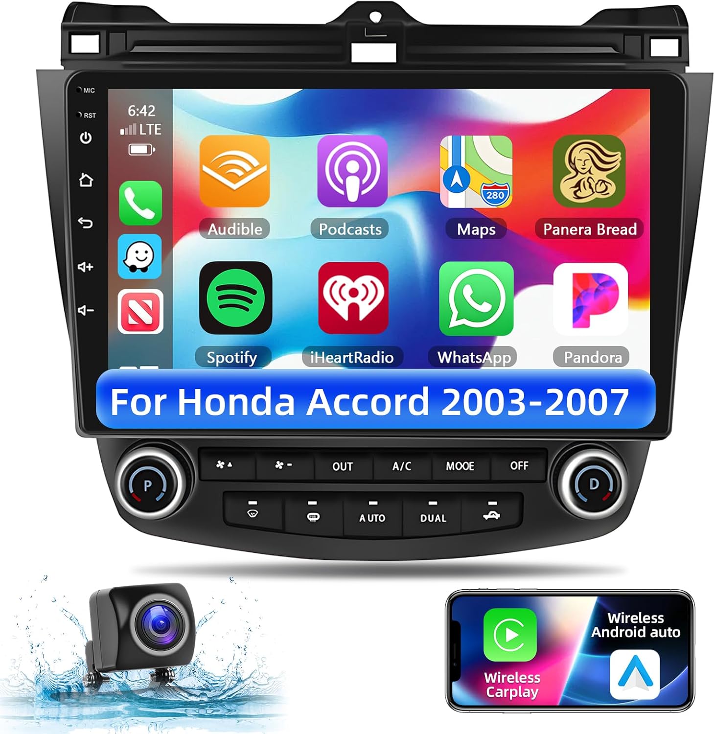 Android 13 Car Stereo Radio for Honda Accord 7th 2003-2007 with Wireless Apple CarPlay & Android Auto,10.1