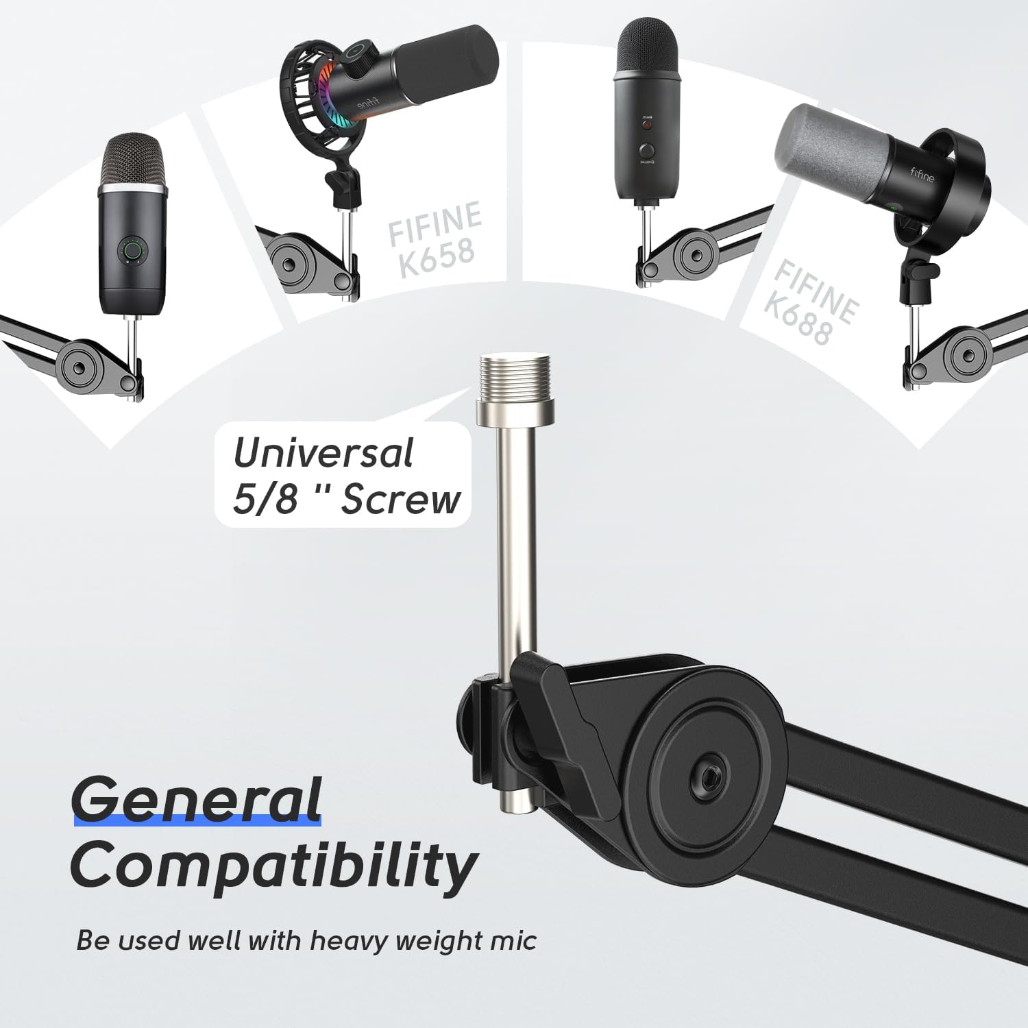 FIFINE Studio-Recording-Equipment Set, All-Metal-Mic with Monitor Mix Knob, Mute Button, Heavy Duty Microphone Boom Arm Kit for Podcast Streaming Vocal Music YouTube Video Creation (Profile3+BM63)