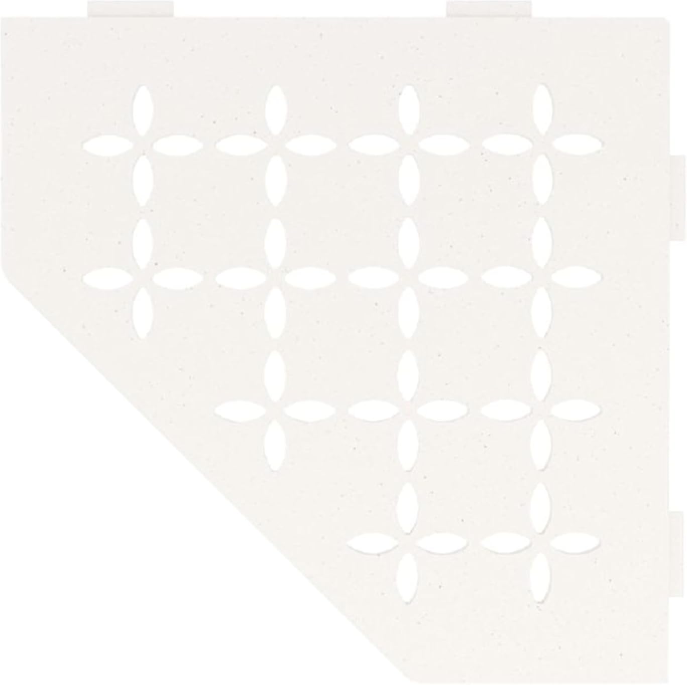 Schluter Pentagonal Corner Shelf for Tiled Walls - Floral Design, Aluminum Material, Matte White Finish, 3/32