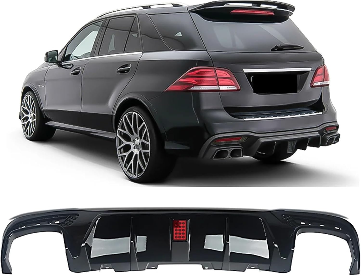 Rear Diffuser W/Tips Black Compatible for Mercedes Benz GLE Class W166 X166 GLE400 GLE350 AMG-Line ABS CAR Accessories