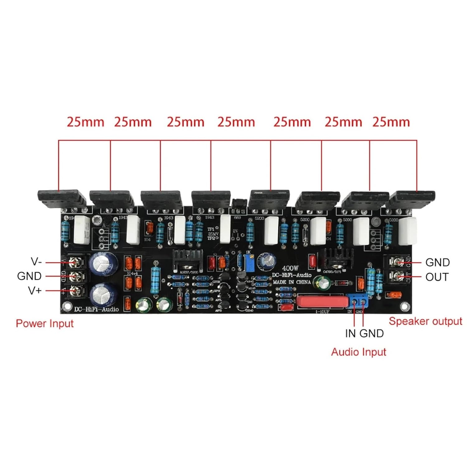 Version Mono 400W Digital Sound Amplifier Board 1943+5200 20V-90V HiFi High Power Audio Amplifiers AMP Module