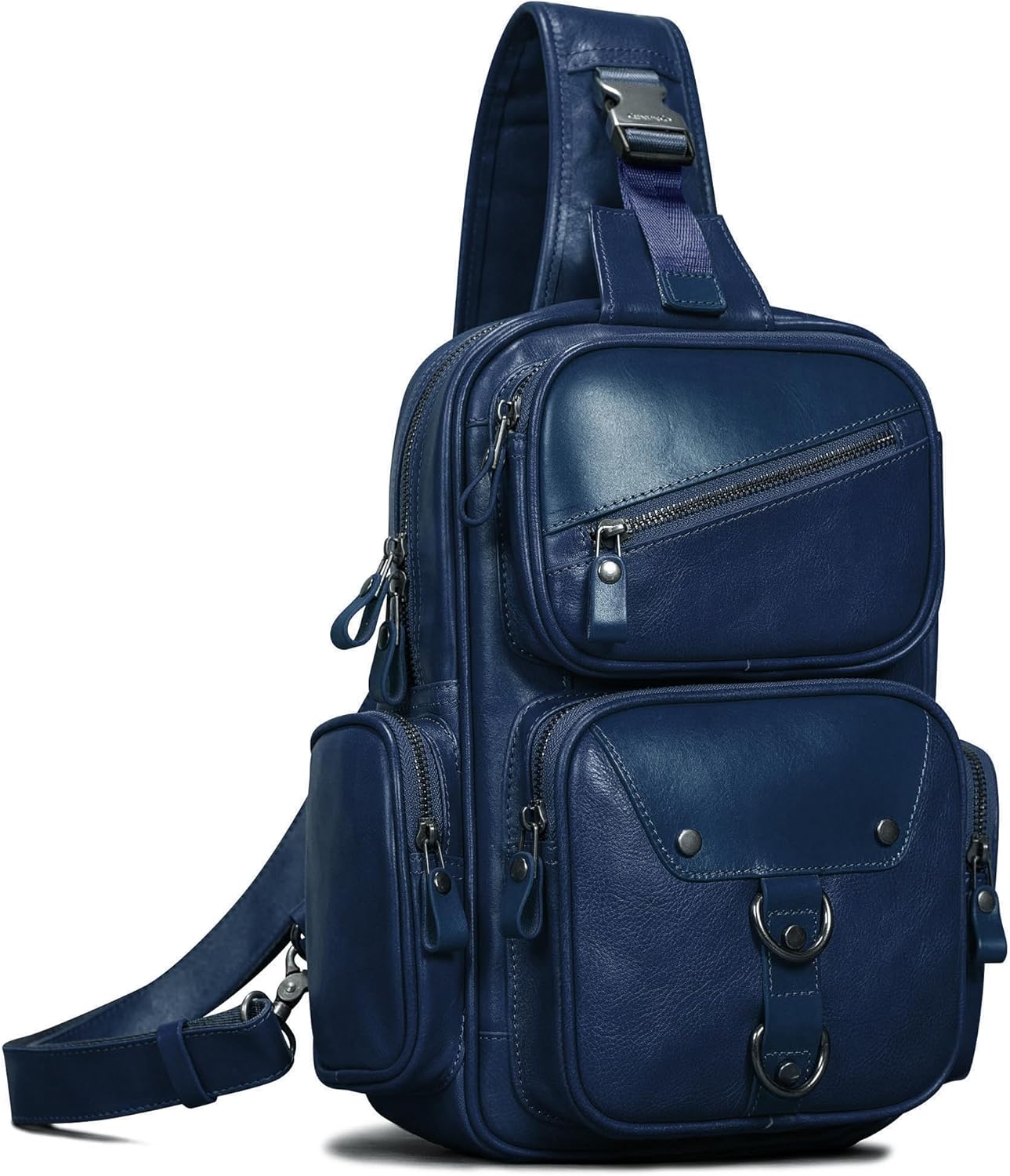 Genuine Leather Sling Bag for Men Large Crossbody Shoulder Bag Casual Sling Backpack Anti-Theft Travel Chest Purse