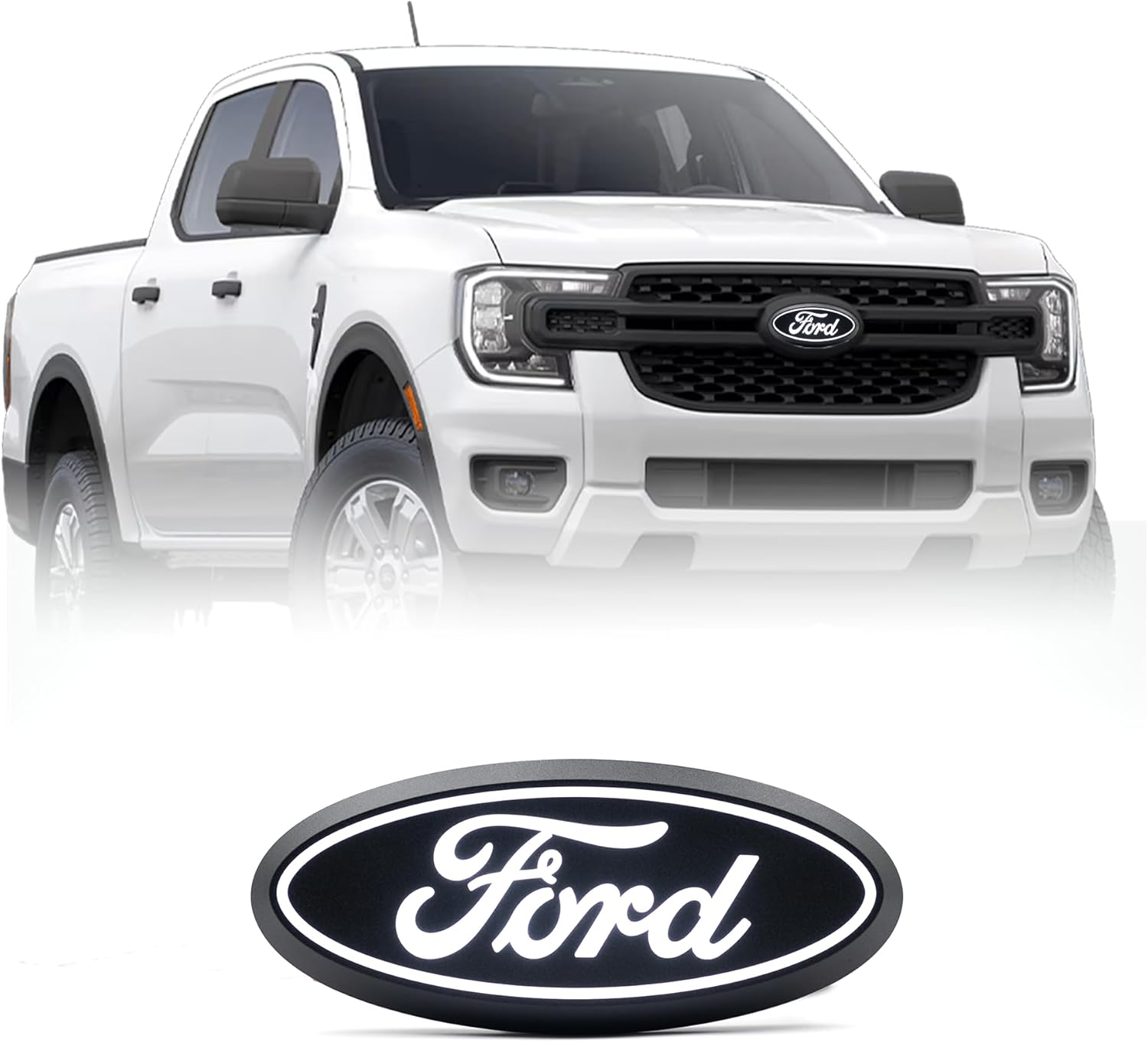 Putco Luminix White Oval LED Grille Emblem Fits Ford Ranger 2024-2026 - Includes Plug-N-Play Harness (Fuse Box Install)