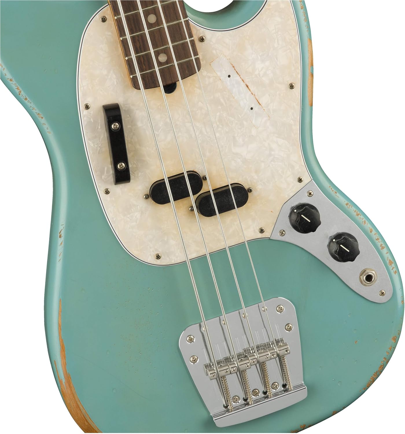 Fender JMJ Road Worn Mustang Bass, Faded Daphne Blue, Rosewood Fingerboard