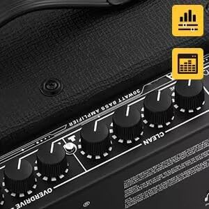 TS112 Bass Guitar Amp 30W Electric Guitar Bass Combo Amplifier with Onboard Clean and Distortion Overdrive Dual Tone Switching Practice.