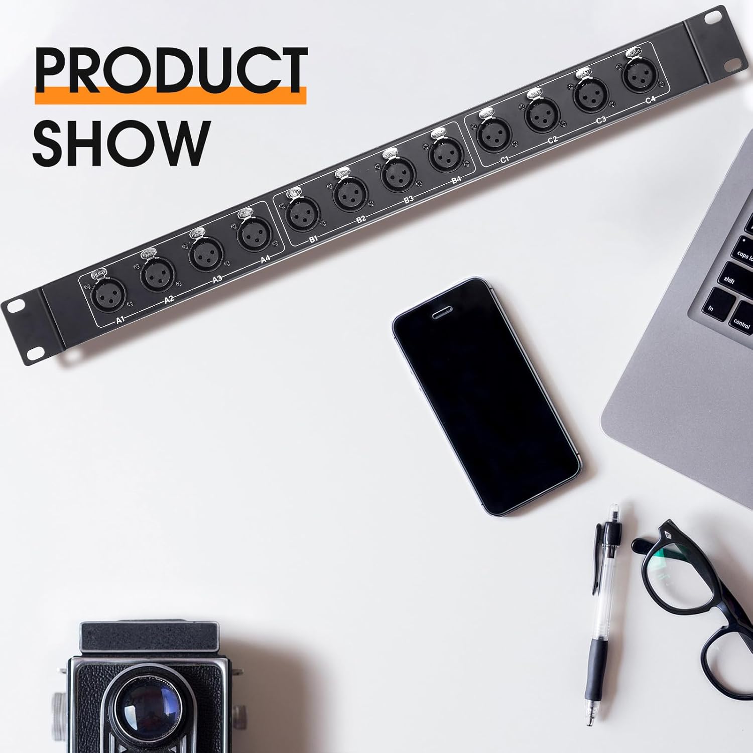 XLR Balanced Patchbay XLR Stage Box 12 Channel 3 Pin Multi Network Cable Extender for Stage Lighting and Home Recording Studio Compatible (Female)