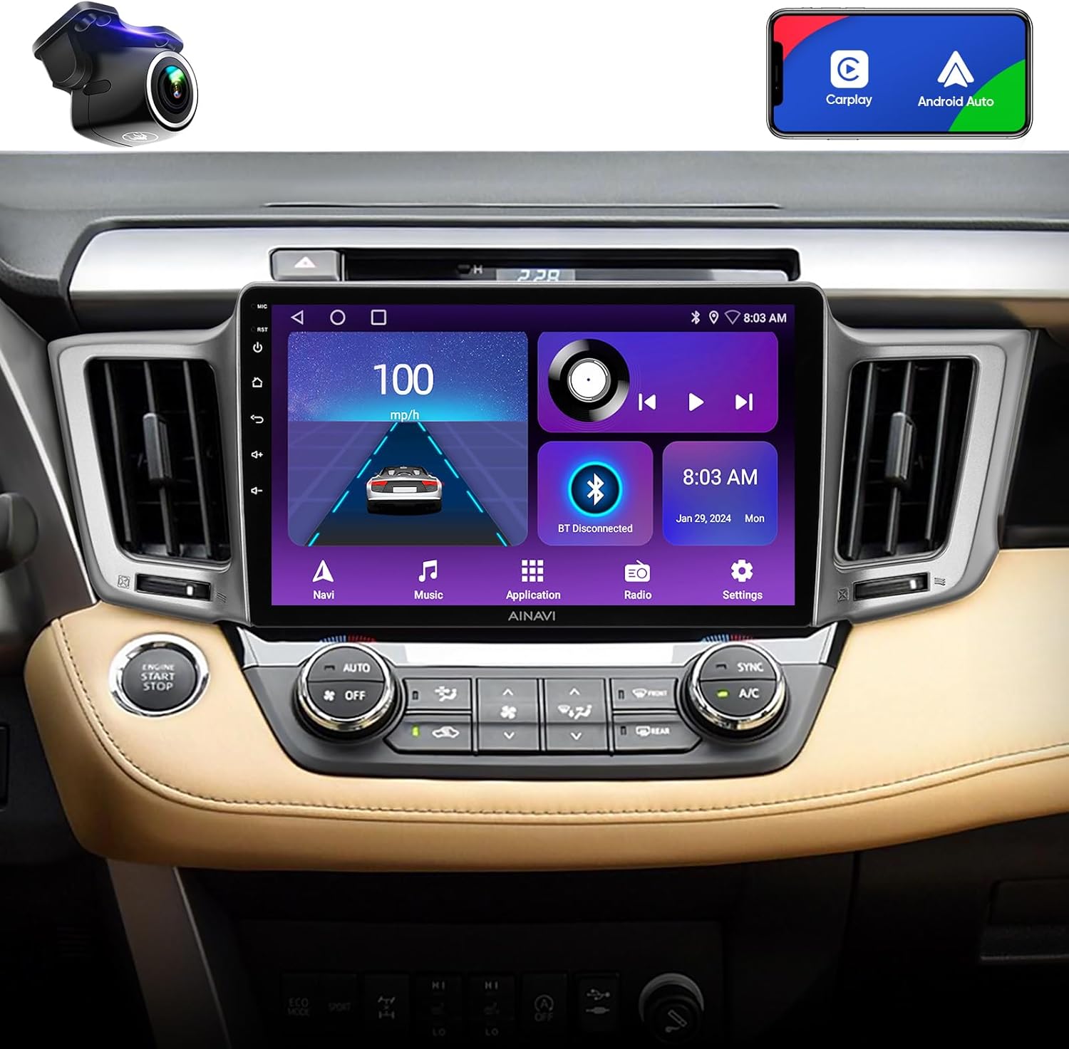 for Toyota RAV4 Radio Upgrade - 10inch QLED Touchscreen Car Stereo Replacement 2013-2018 Wireless CarPlay Android Auto MirrorLink AirPlay 2+64G SWC FM/AM GPS Navigation Media Player Head Unit