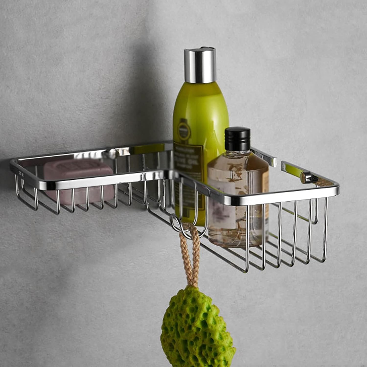 Xzeit Shower Shelves,Corner Shower Caddy, Adhesive No Drilling Bath Shelf, Wall Mounted Shower Storage Rack, for Kitchen, Dorm