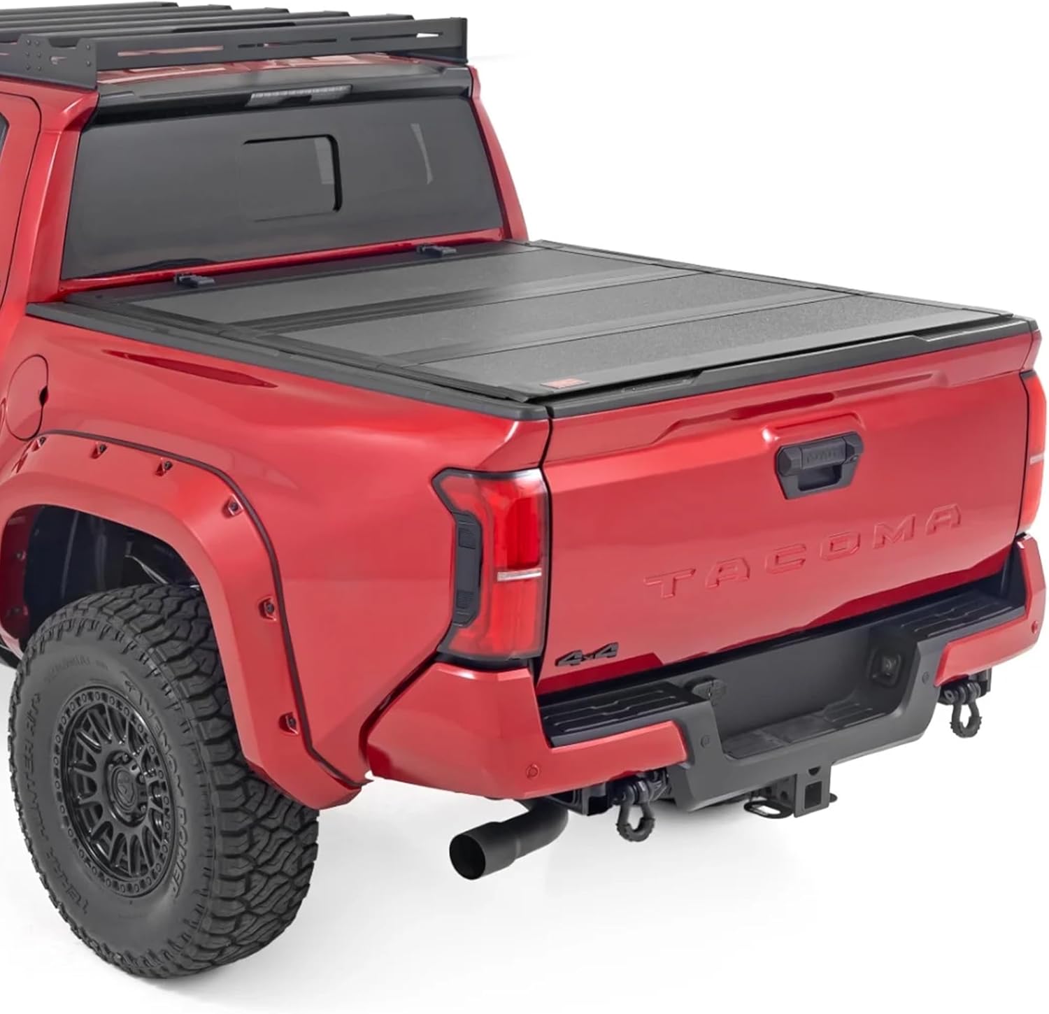 Rough Country Hard Tri-Fold Truck Bed Tonneau Cover for Toyota Tacoma (2024-2025) - Aluminum Flip-Up Folding Bed Cover, Fits 5' (60.3