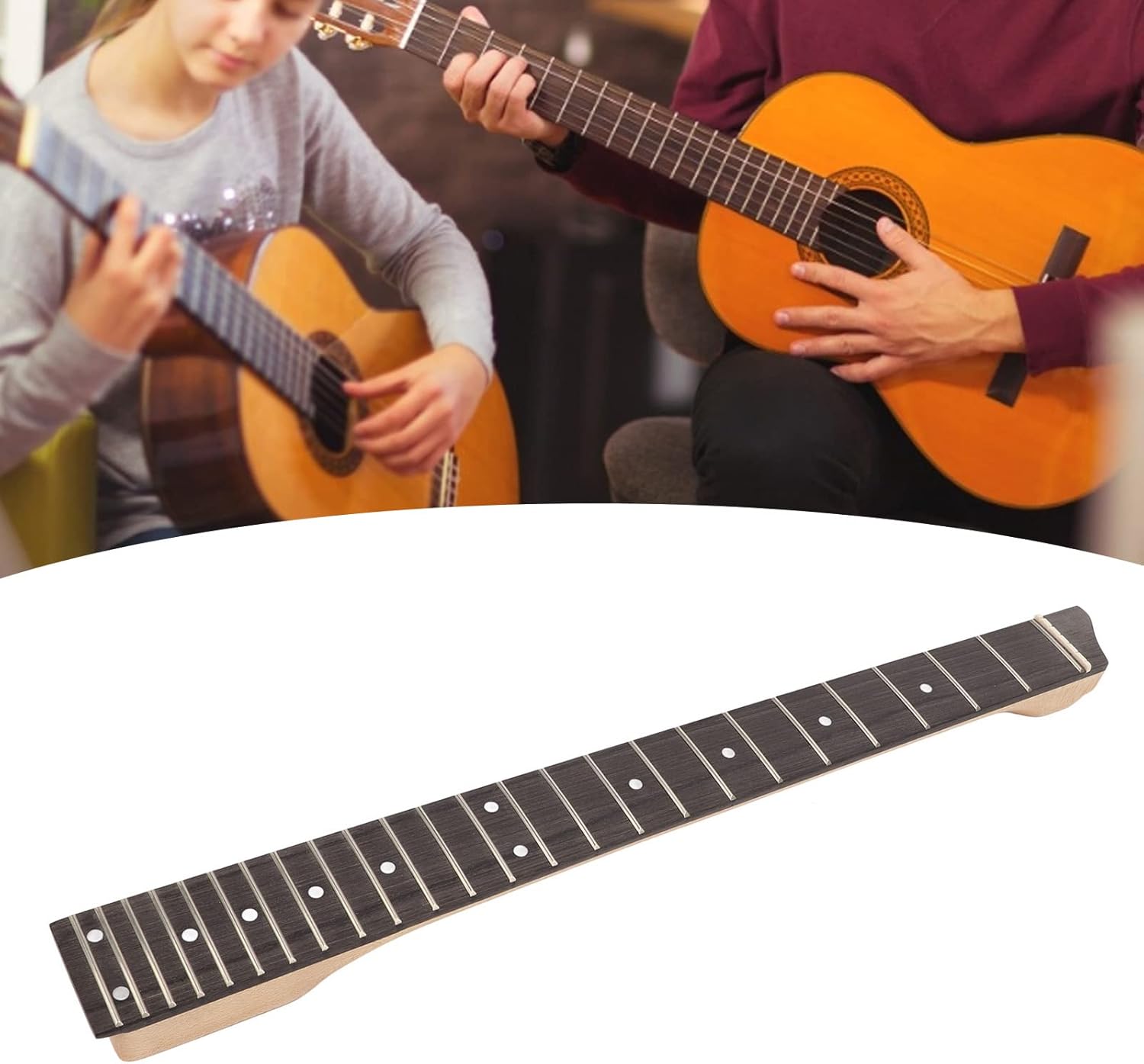 Guitar Neck Maple Rosewood Matte 25 Fret Headless Electric Guitar Stem Fingerboard for 6 String Travel Guitar Premium Replacement Part