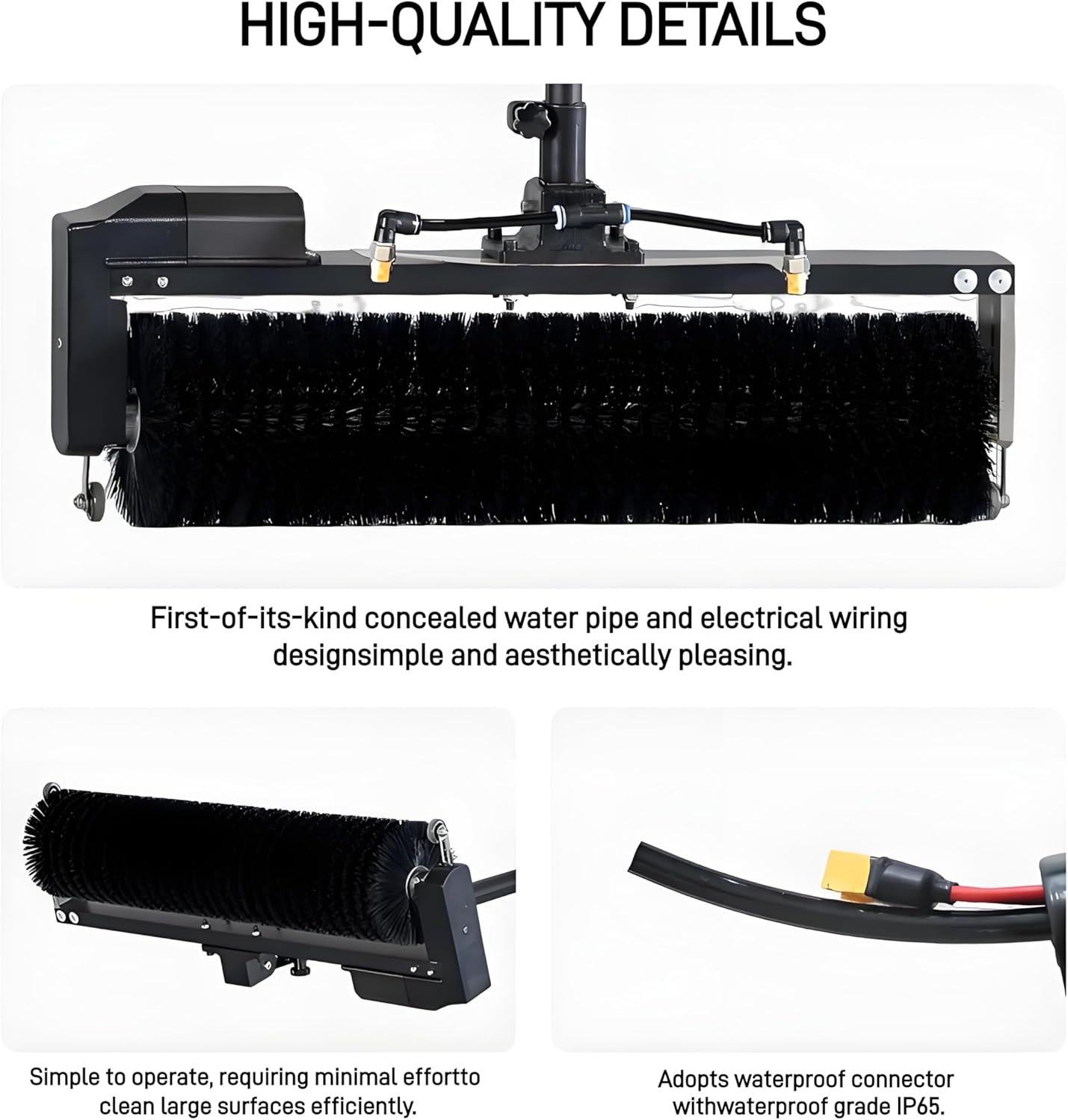 Solar Panel Cleaning Roller Brush, 24.6FT Adjustable Window Cleaning Brush and Pole, Automatic Solar Panel Brush for Cleaning PV Panel Plug